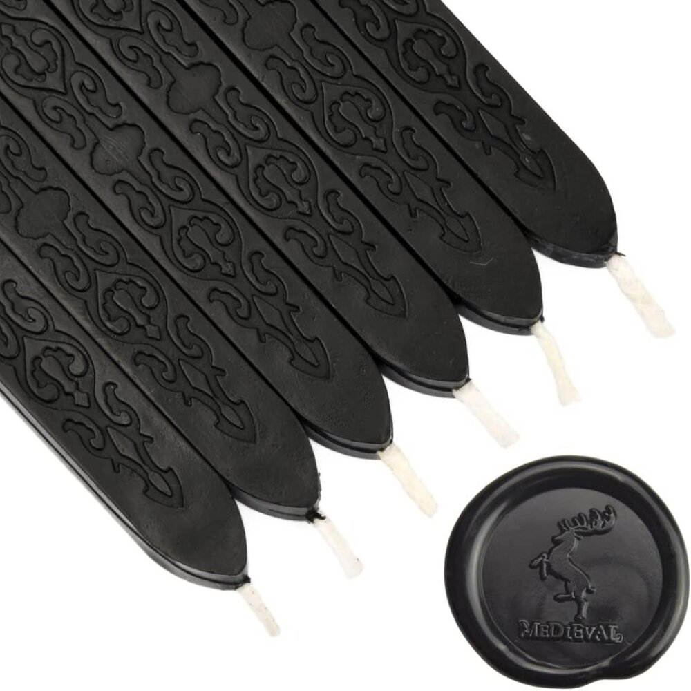 6 PCS Black Wax Seal Sticks, Sealing Wax Candle, Making Unique Decors for Thanks
